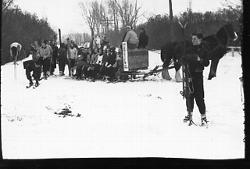 Skiers on Horse sleigh 