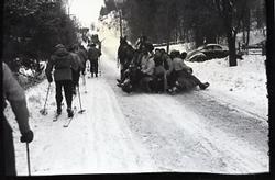 Skiers Heading up to Blue Mountain 