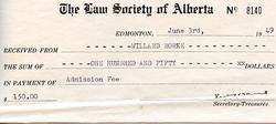 Willard Rorke - Law Society of Alberta - Admission Fee Payment 