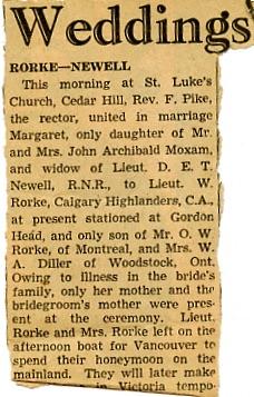 Wedding Announcement - Margaret Yvonne Newell to Willard Rorke - Part 2